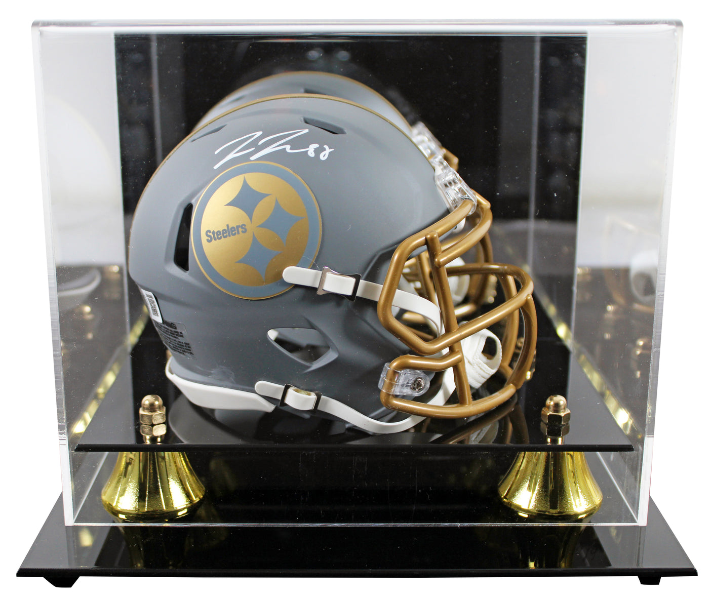 Steelers Pat Freiermuth Signed Slate Speed Mini Helmet W/ Case BAS Witnessed