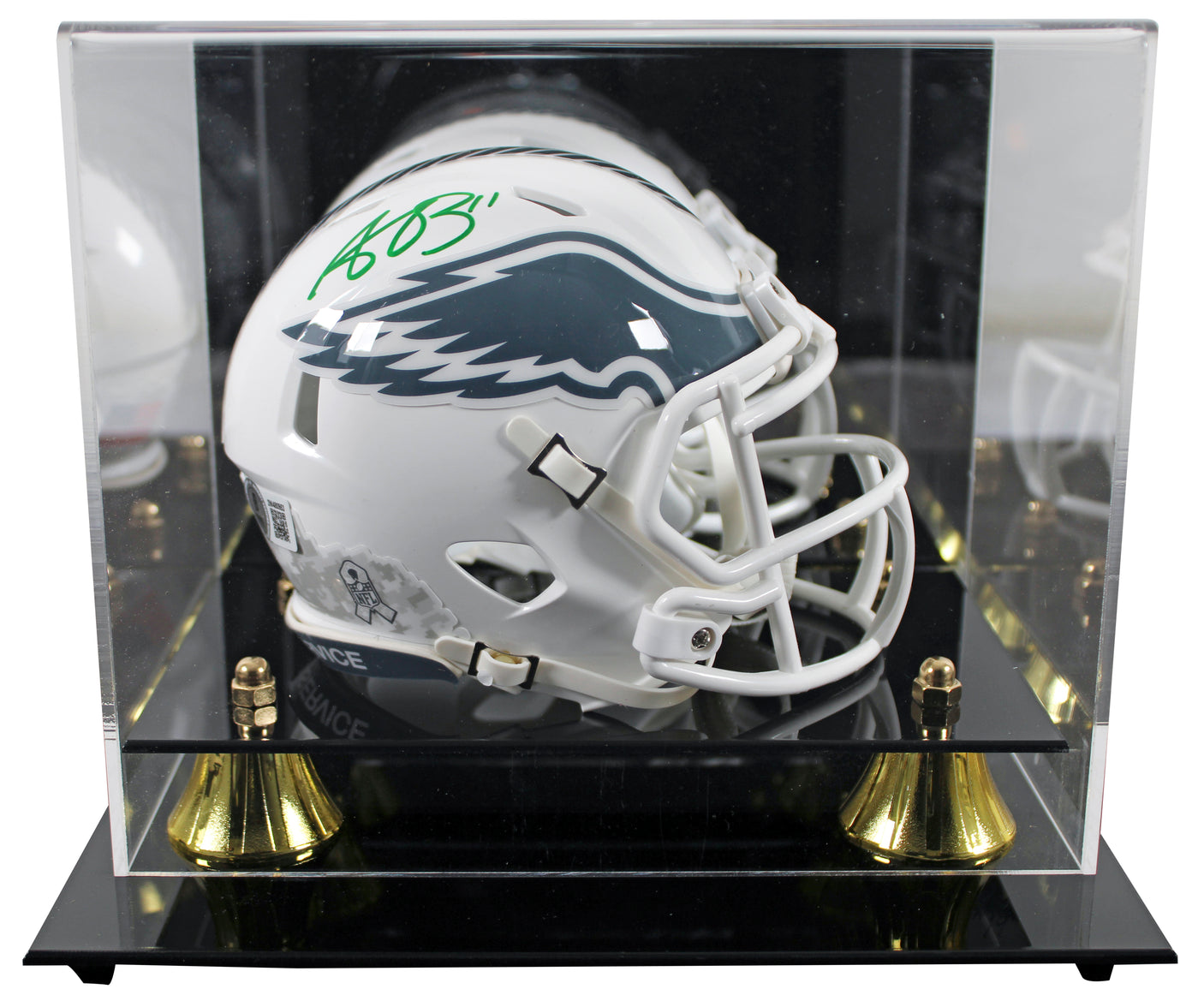 Eagles A.J. Brown Signed STS III Speed Mini Helmet W/ Case BAS Witnessed