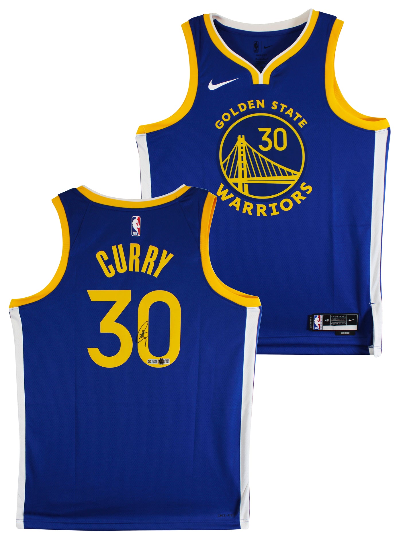 Warriors Stephen Curry Signed Blue Nike Icon Edition Swingman Jersey BAS