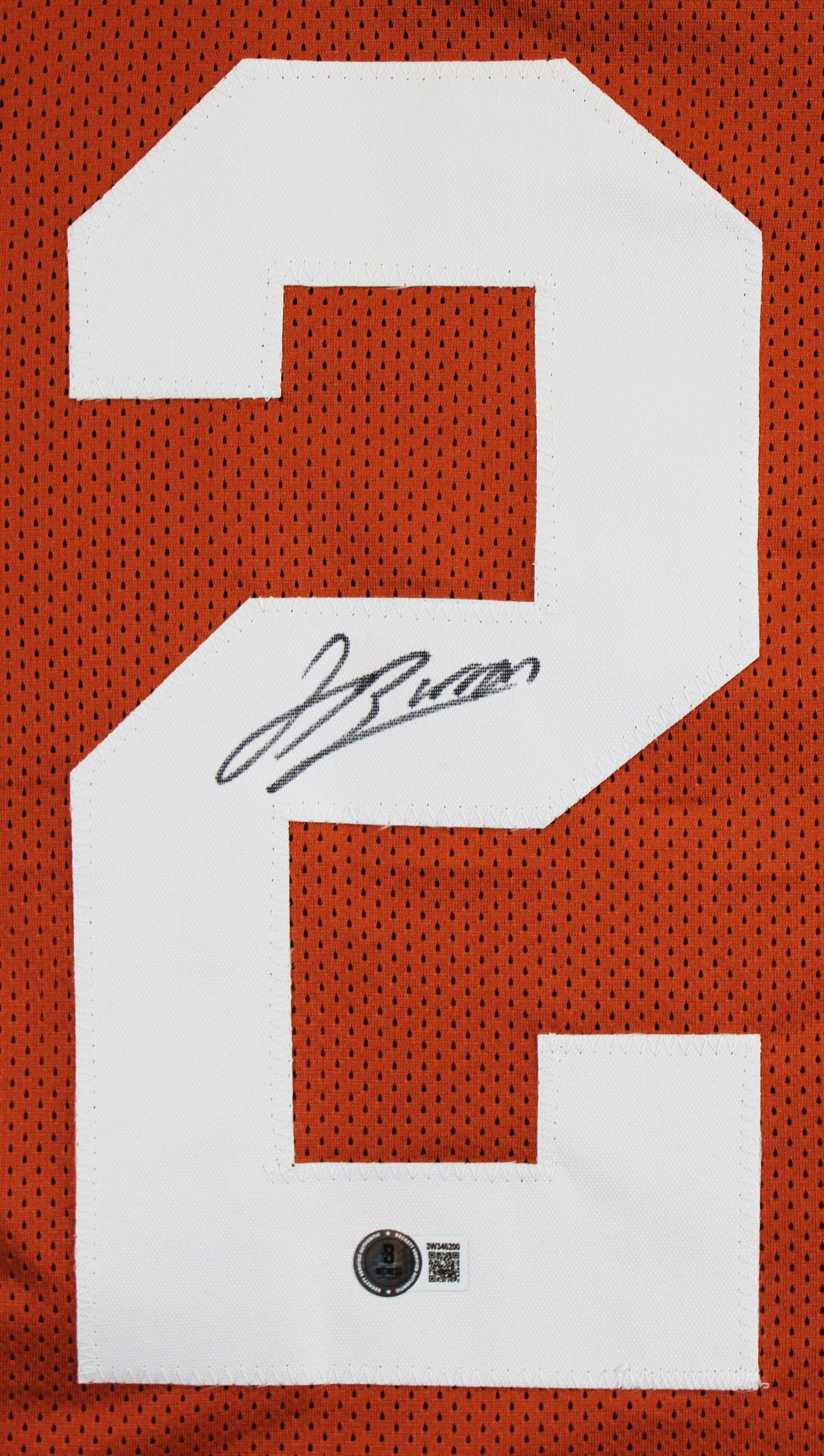 Texas Jahdae Barron Authentic Signed Burnt Orange Pro Style Jersey BAS Witnessed