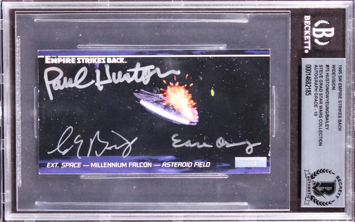 Star Wars (3) Huston, Bailey +1 Signed 1995 ESB WV #75 Card Auto 10! BAS Slabbed