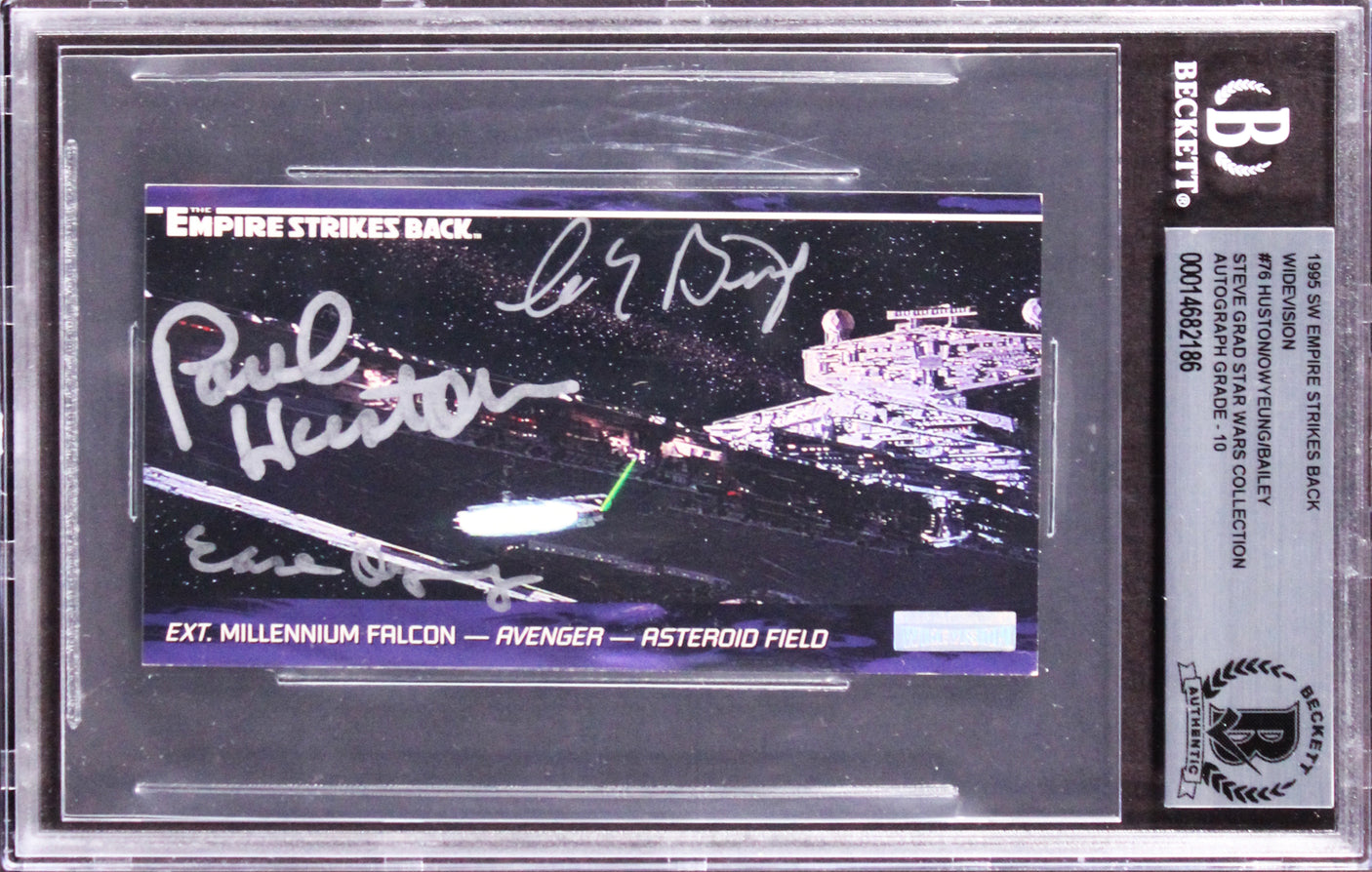 Star Wars (3) Huston, Bailey +1 Signed 1995 ESB WV #76 Card Auto 10! BAS Slabbed