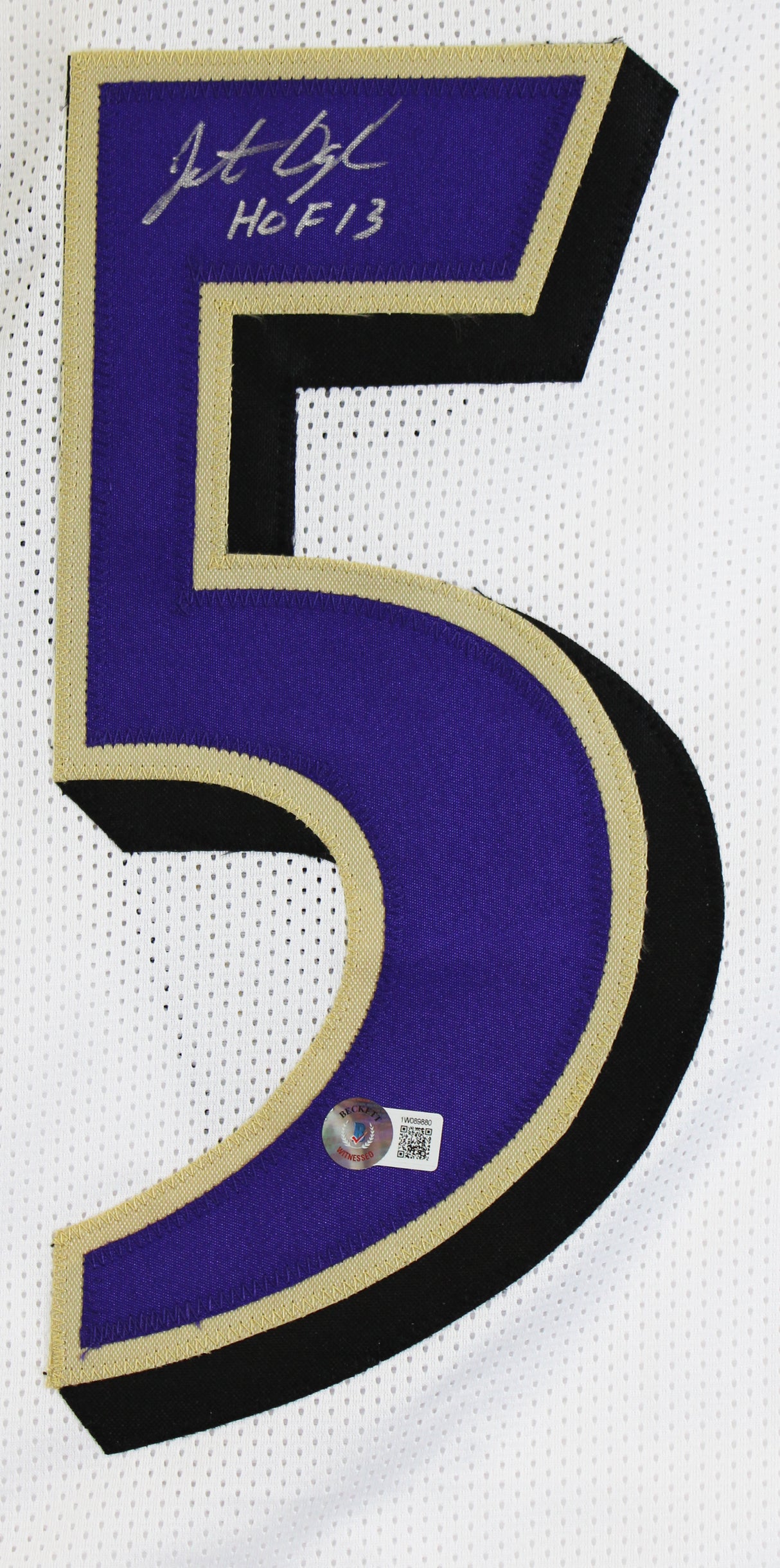Jonathan Ogden "HOF 13" Authentic Signed White Pro Style Jersey BAS Witnessed 2