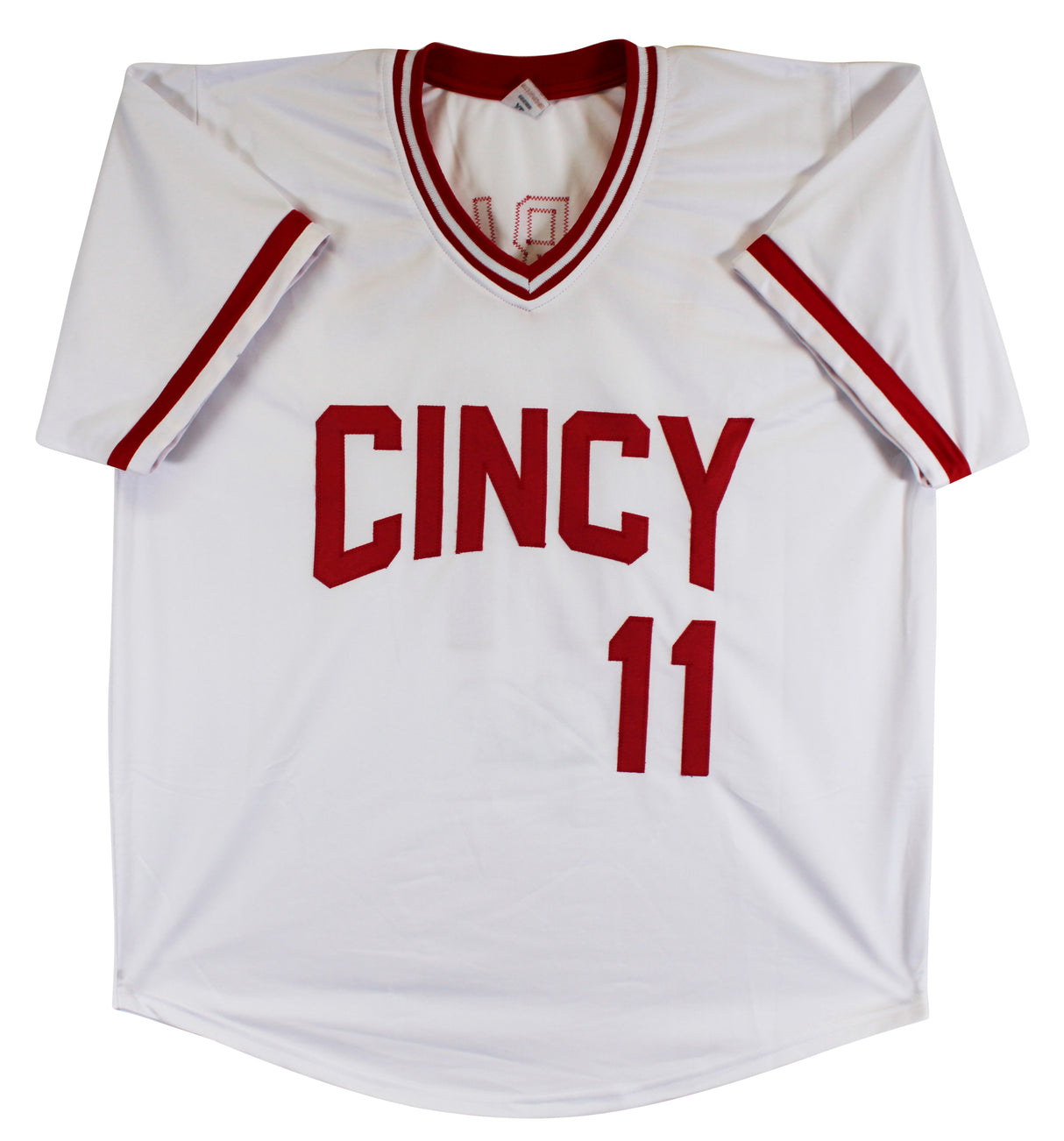 Barry Larkin Authentic Signed White Pro Style Jersey Autographed BAS Witnessed