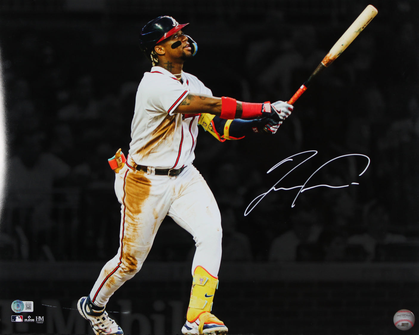 Braves Ronald Acuna Jr. Signed 16x20 Horizontal Spotlight Batting Photo BAS Wit