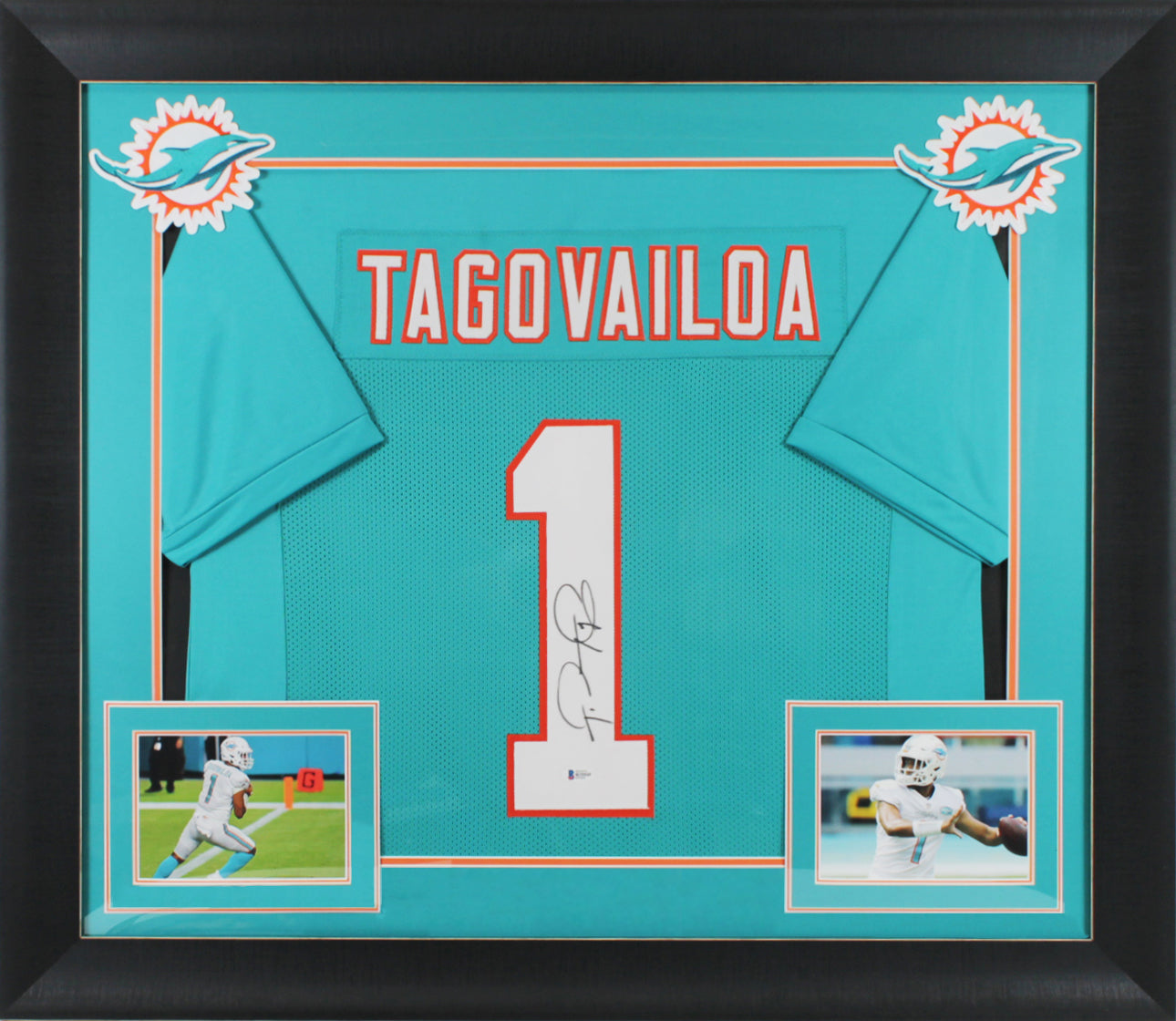 Tua Tagovailoa Authentic Signed Teal Pro Style Framed Jersey Autographed BAS