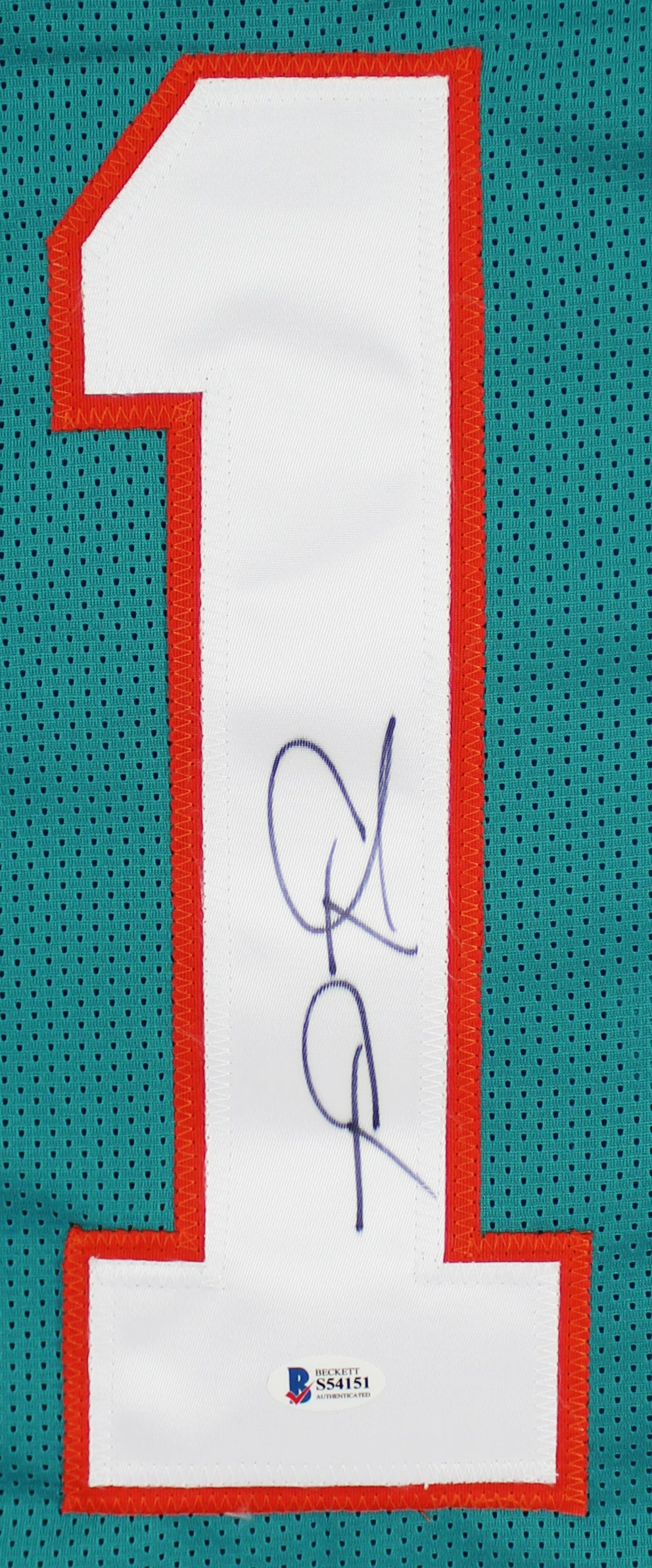 Tua Tagovailoa Authentic Signed Teal Pro Style Framed Jersey Autographed BAS