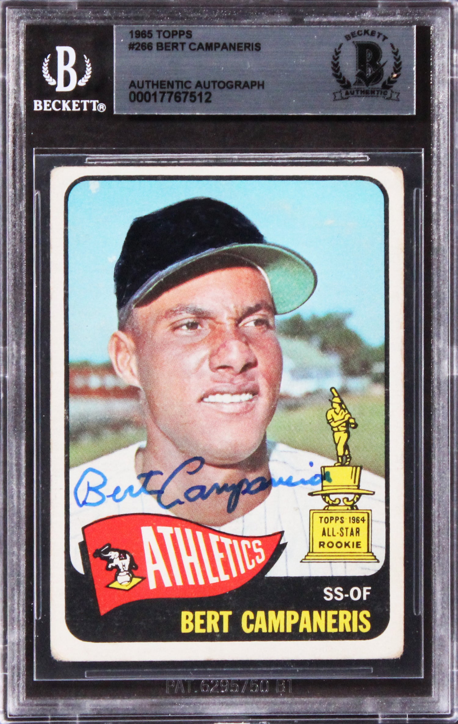 Athletics Bert Campaneris Authentic Signed 1965 Topps #266 Rookie Card BAS Slab