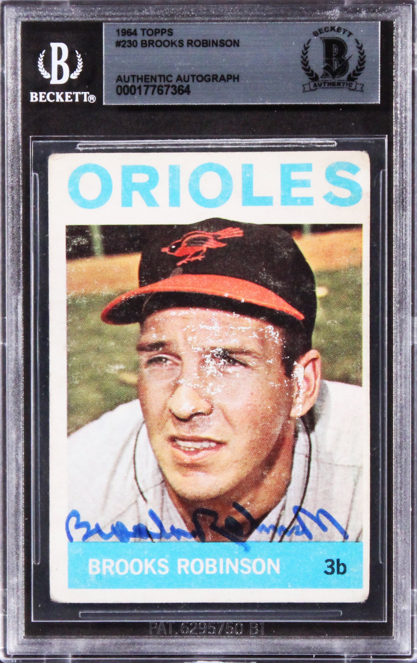 Orioles Brooks Robinson Authentic Signed 1964 Topps #230 Card BAS Slabbed