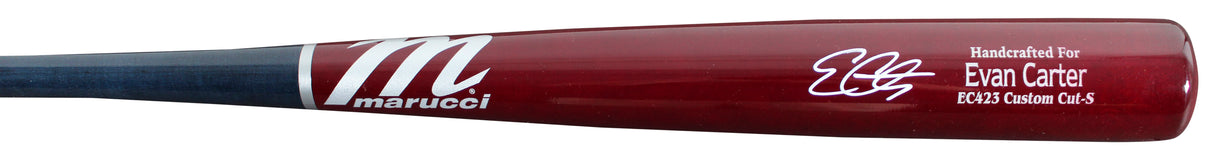 Rangers Evan Carter Signed Marucci Player Model Baseball Bat BAS Wit #1W234635