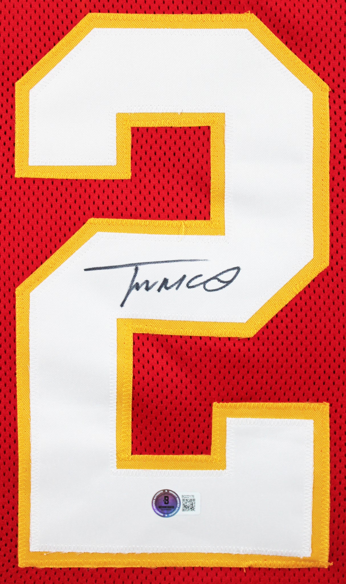 Trent McDuffie Authentic Signed Red Pro Style Framed Jersey BAS Witnessed