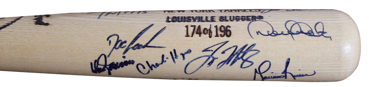 1996 Yankees (15) Jeter, Rivera, Torre +12 Signed WS Champs Baseball Bat LE JSA