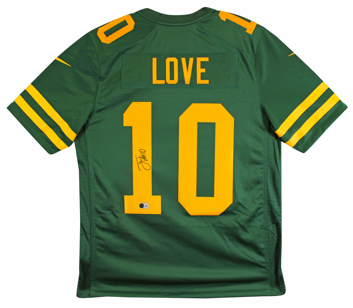Packers Jordan Love Signed Green Color Rush Nike Limited Jersey BAS Witnessed