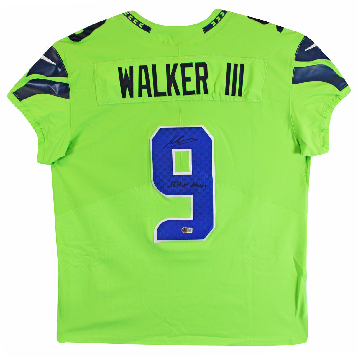 Seahawks Kenneth Walker "SB LX MVP" Signed Neon Green Nike Elite Jersey BAS Wit