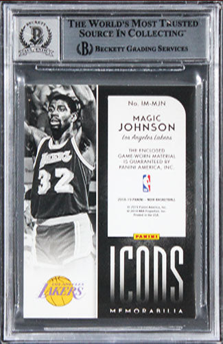 Magic Johnson Signed 2018 Panini Noir IM Prime #1 #07/10 Card Auto 10! BAS Slab