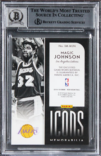 Lakers Magic Johnson Signed 2018 Panini Noir IM #1 #30/49 Card Auto 10! BAS Slab
