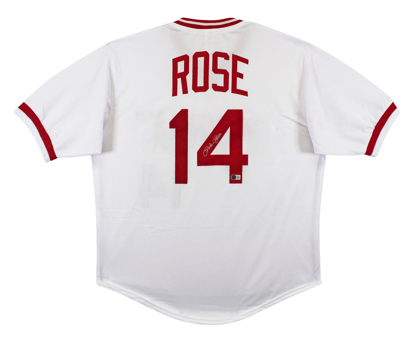 Pete Rose Authentic Signed White Pro Style Jersey Autographed BAS