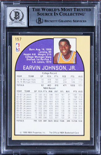 Lakers Magic Johnson Authentic Signed 1990 Hoops #157 Card Auto 10! BAS Slabbed