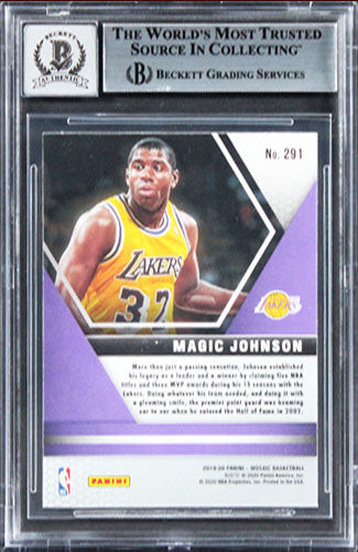Lakers Magic Johnson Signed 2019 Panini Mosaic #291 Card Auto 10! BAS Slabbed