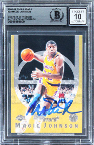 Lakers Magic Johnson Signed 2000 Topps Stars #32 Card Auto 10! BAS Slabbed