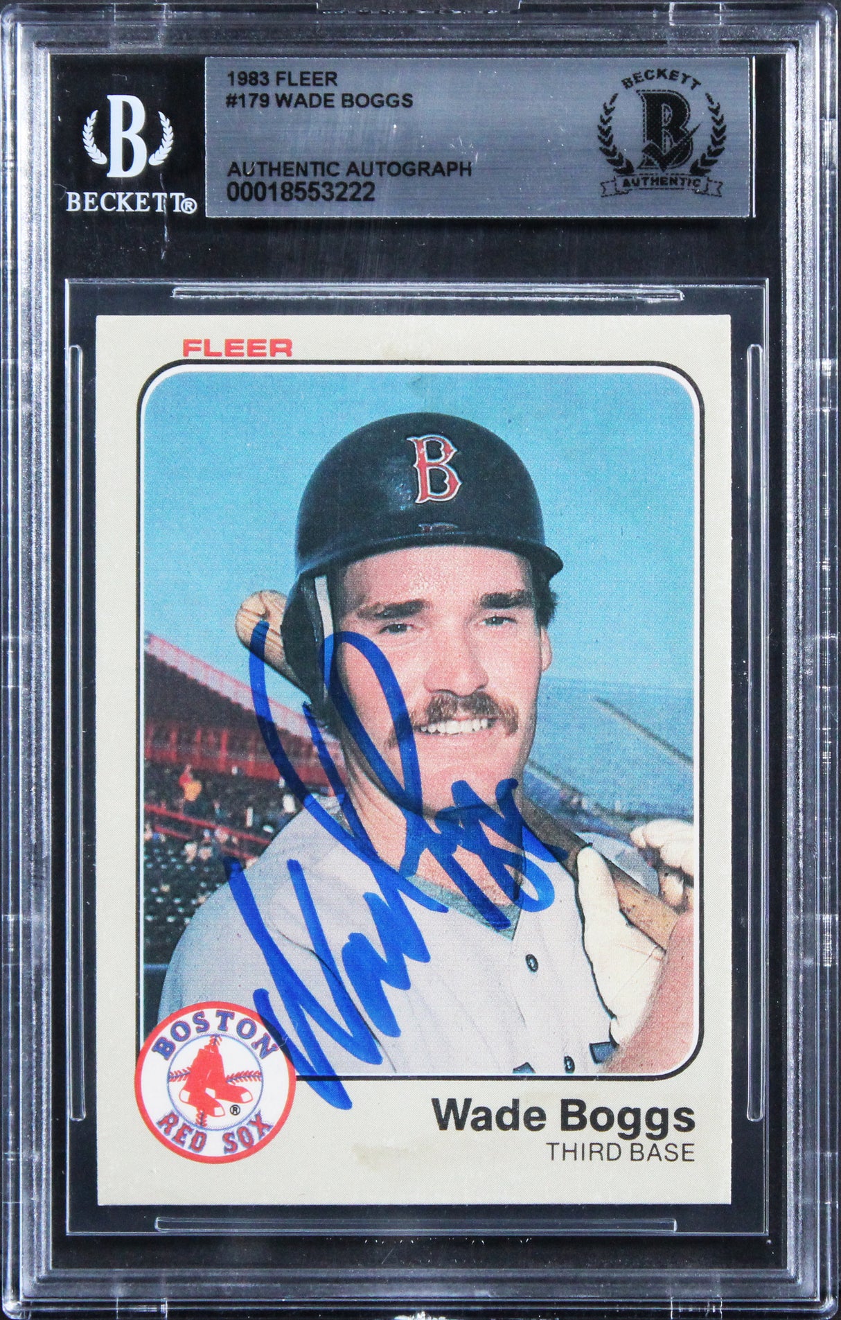 Red Sox Wade Boggs Authentic Signed 1983 Fleer #179 Card Autographed BAS Slabbed