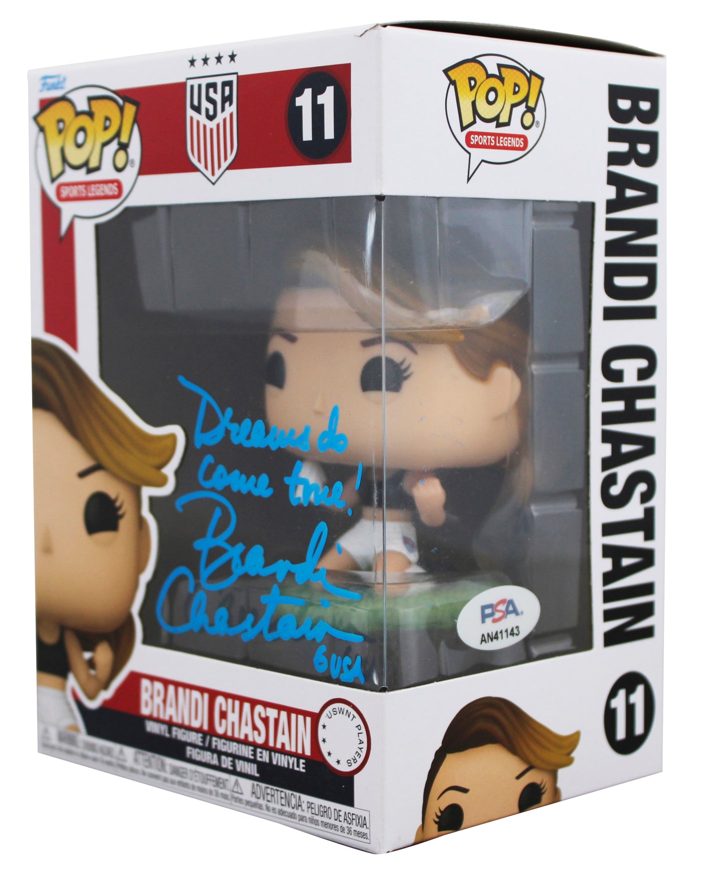 Brandi Chastain USA Soccer "2x Insc" Signed #11 Funko Pop Figure PSA #AN41143