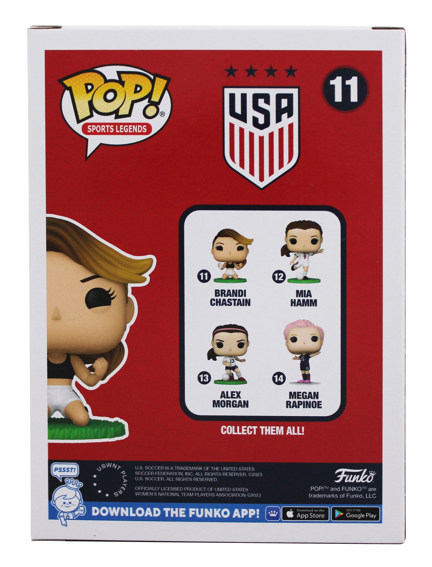 Brandi Chastain USA Soccer "2x Insc" Signed #11 Funko Pop Figure PSA #AN41143