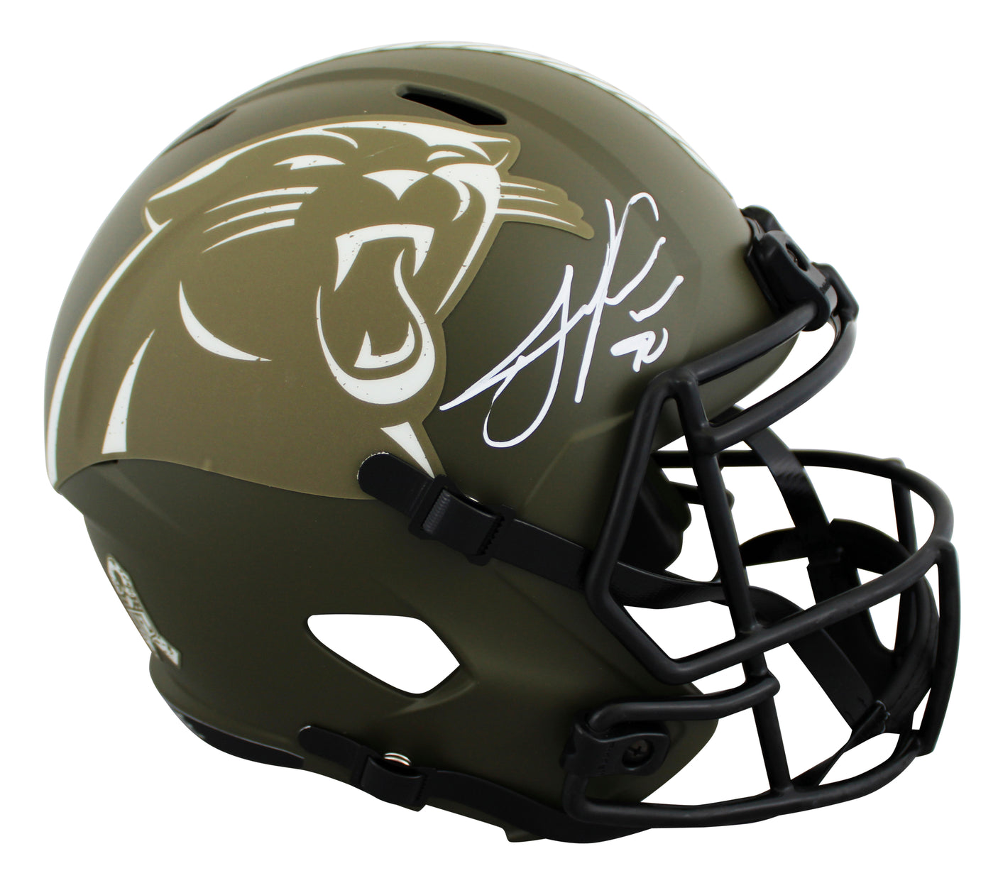 Panthers Julius Peppers Signed STS Full Size Speed Rep Helmet W/ Case BAS Wit