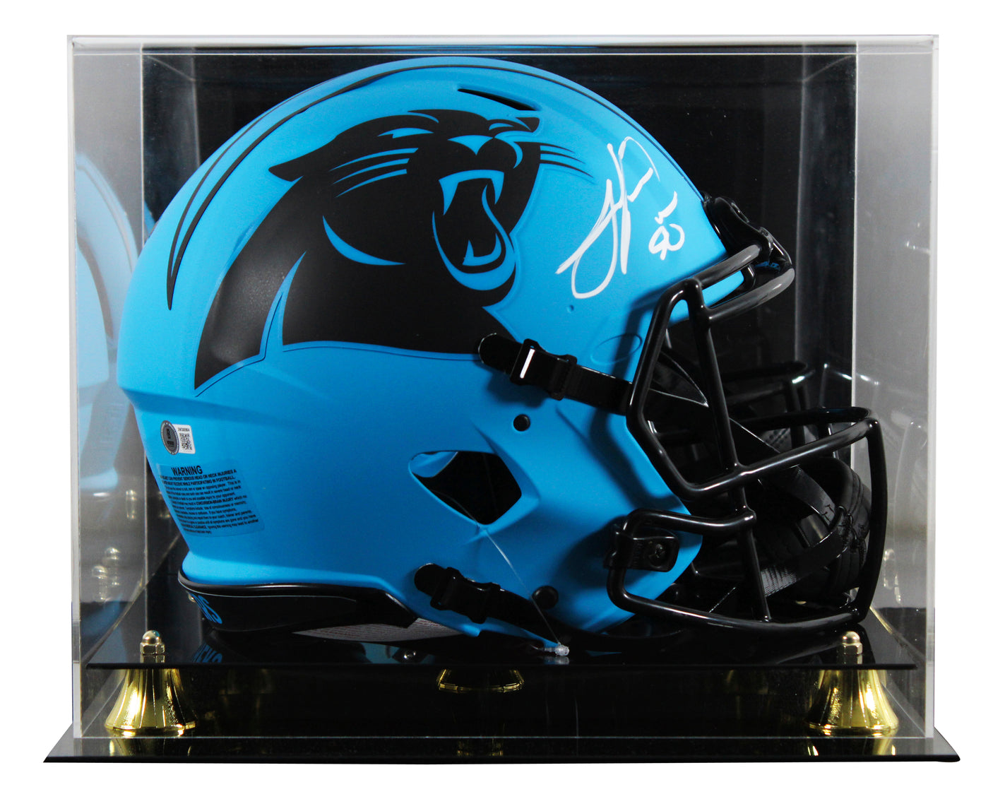 Panthers Julius Peppers Signed Rave Full Size Speed Proline Helmet W/ Case BAS W