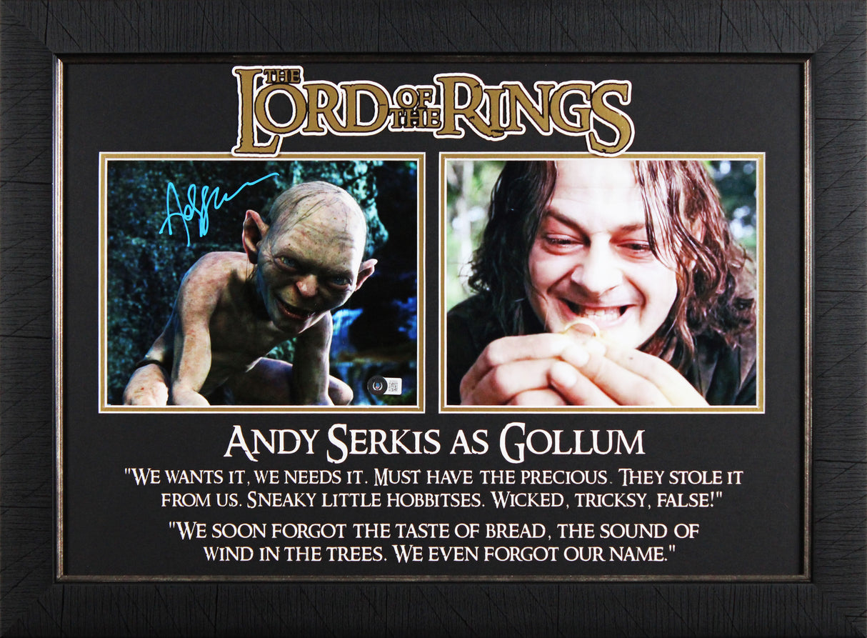 Andy Serkis Lord of the Rings Signed 8x10 Framed Horizontal Gollum Photo BAS