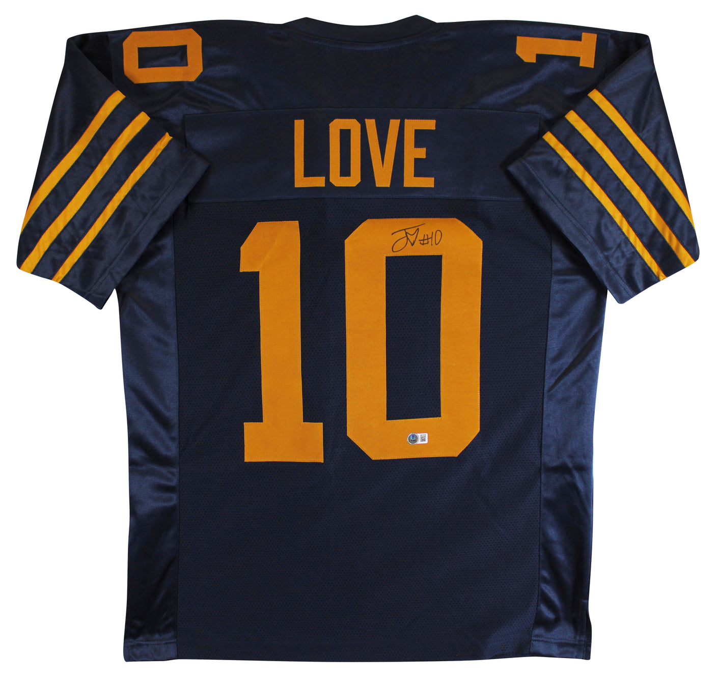 Jordan Love Signed Navy Throwback Pro Style Jersey BAS Witnessed #3W378789