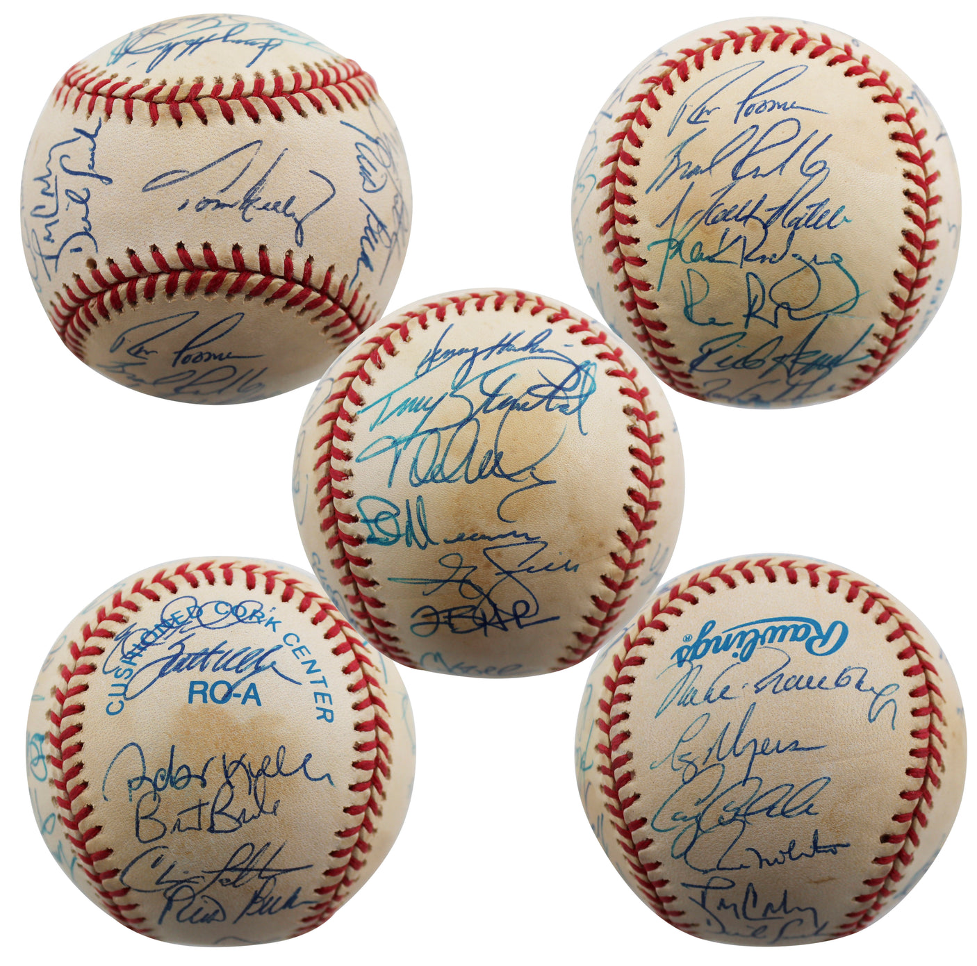 1997 Twins (27) Molitor, Knoblauch, Kelly +24 Signed Oal Baseball BAS #AA03202