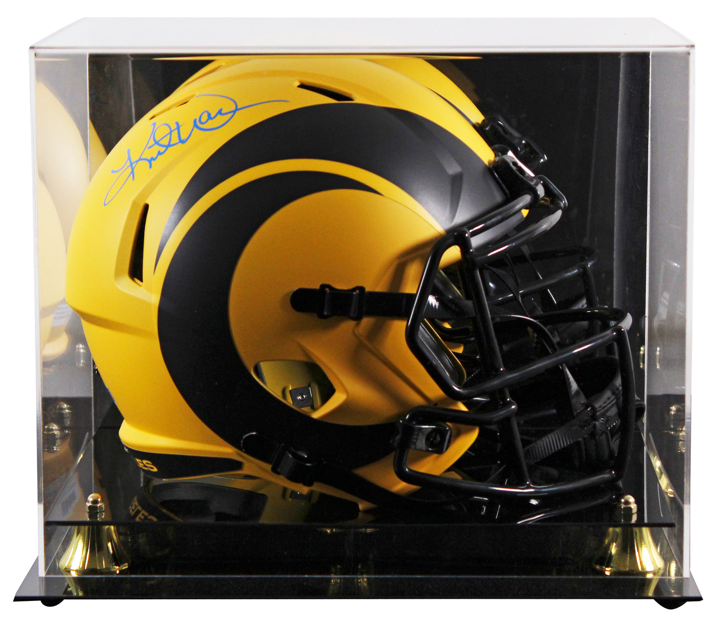 Rams Kurt Warner Signed Rave Full Size Speed Rep Helmet W/ Case BAS Witnessed