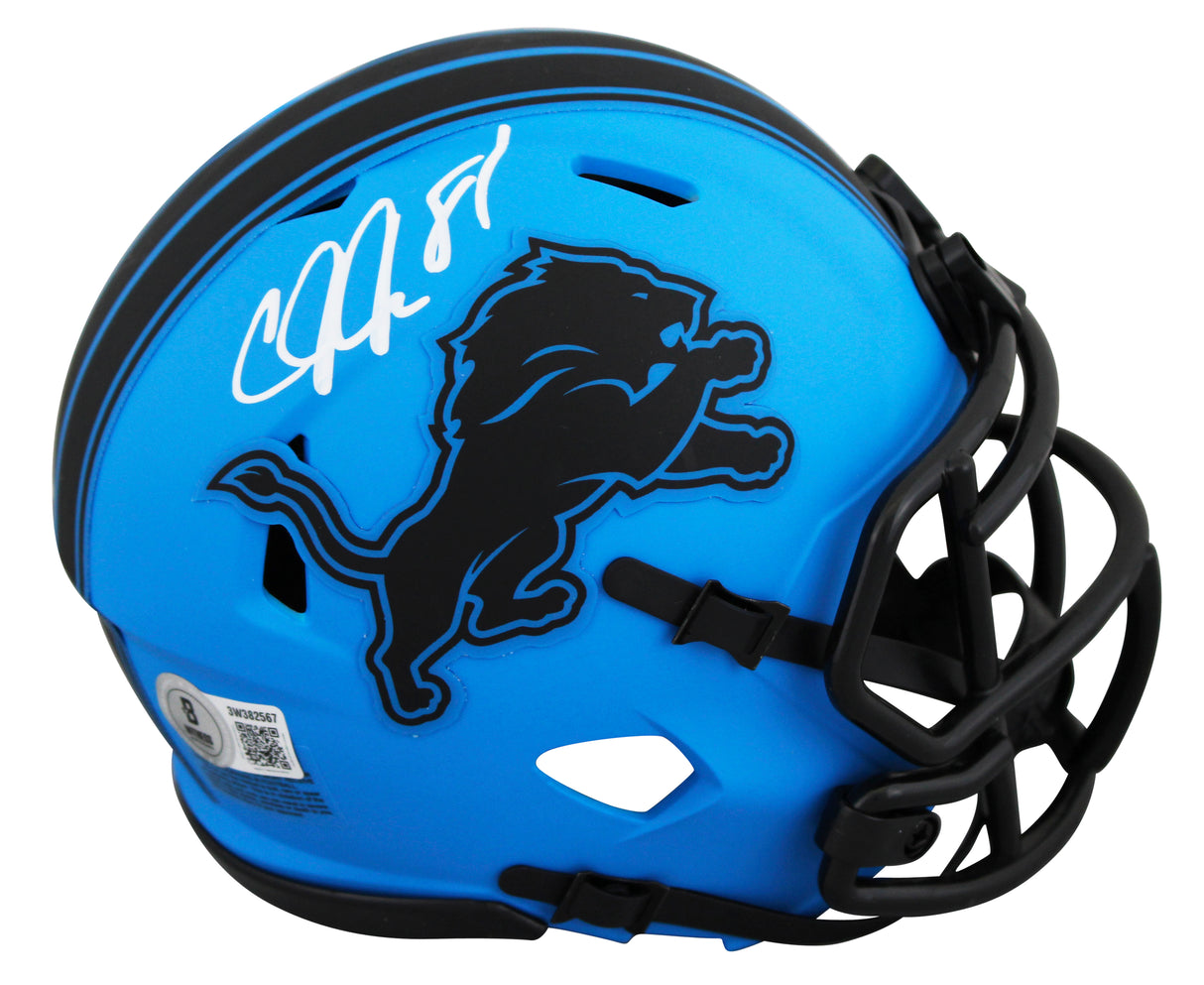 Calvin Johnson Autographed Detroit Lions RAVE Speed Mini Helmet Beckett Witnessed
