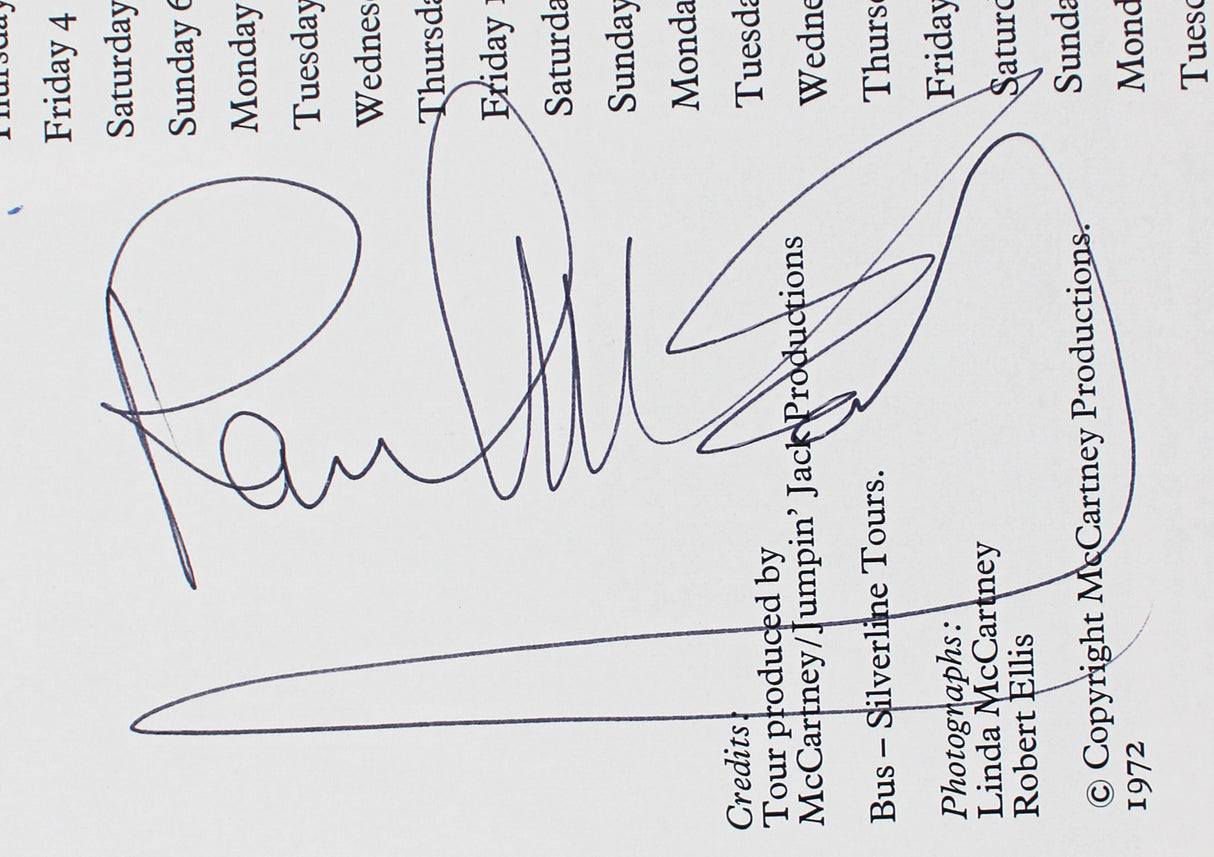 (3) Linda & Paul McCartney, Denny Lane Signed Wings Over Europe Tour Program BAS