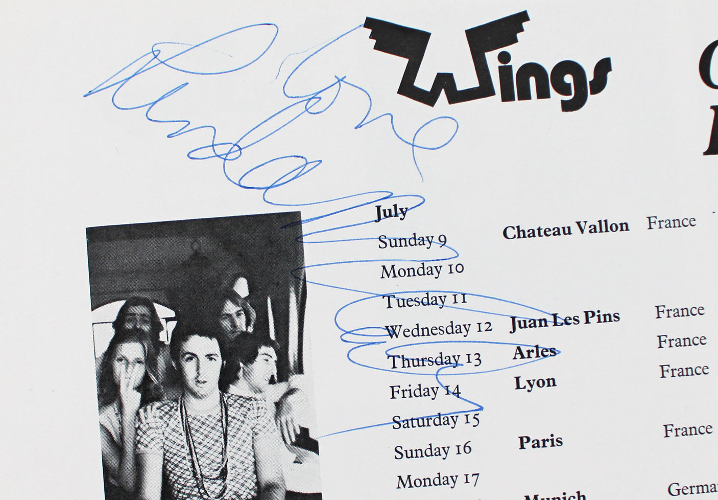 (3) Linda & Paul McCartney, Denny Lane Signed Wings Over Europe Tour Program BAS