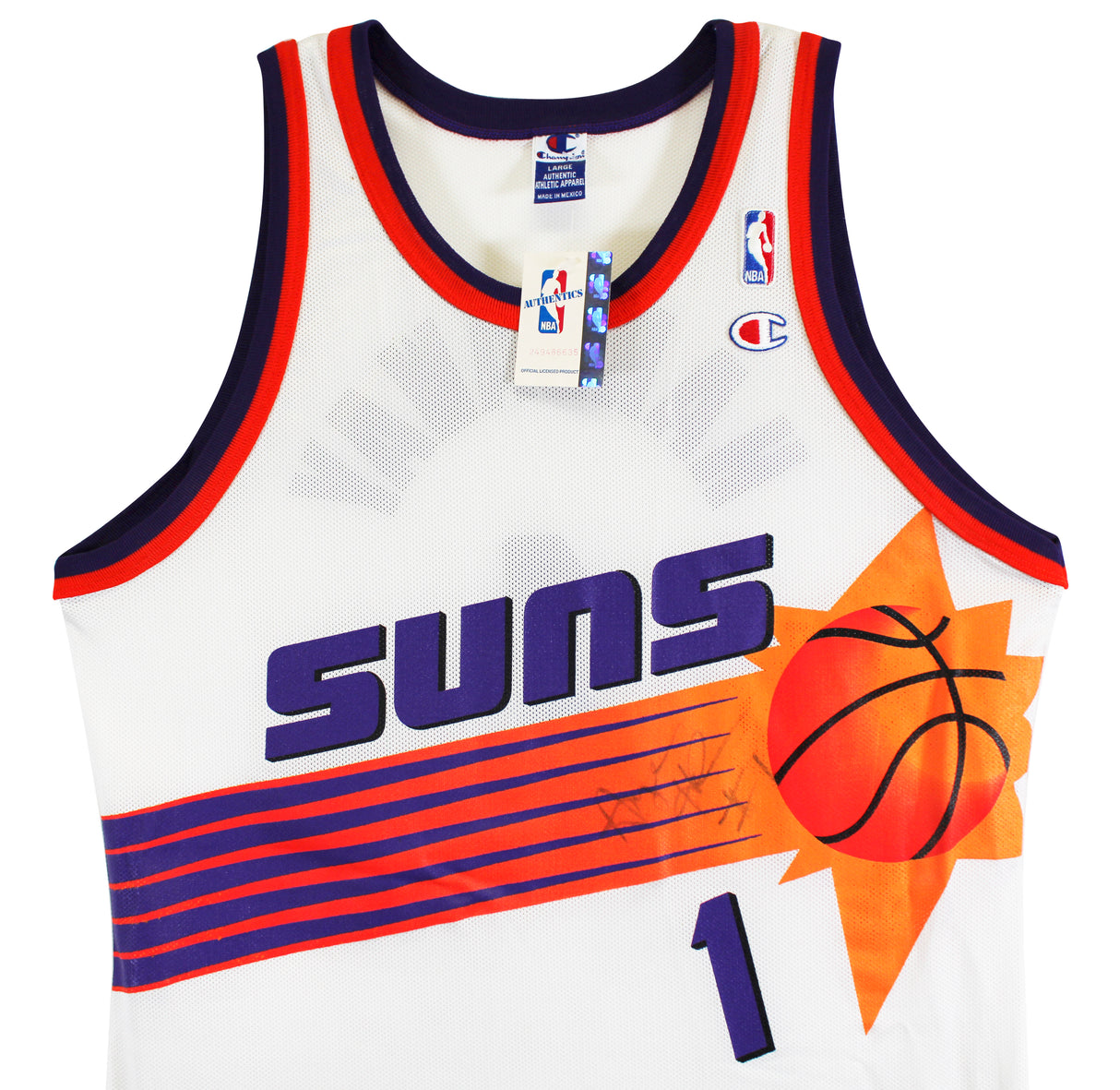 Suns Anfernee Hardaway Signed White Champion Authentic Jersey BAS #BU55008
