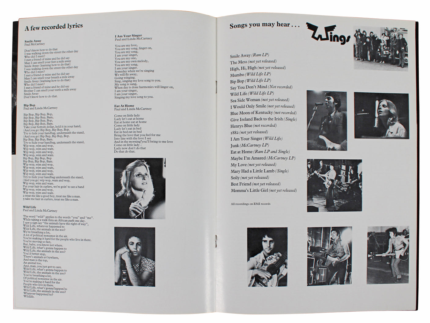 (3) Linda & Paul McCartney, Denny Lane Signed Wings Over Europe Tour Program BAS