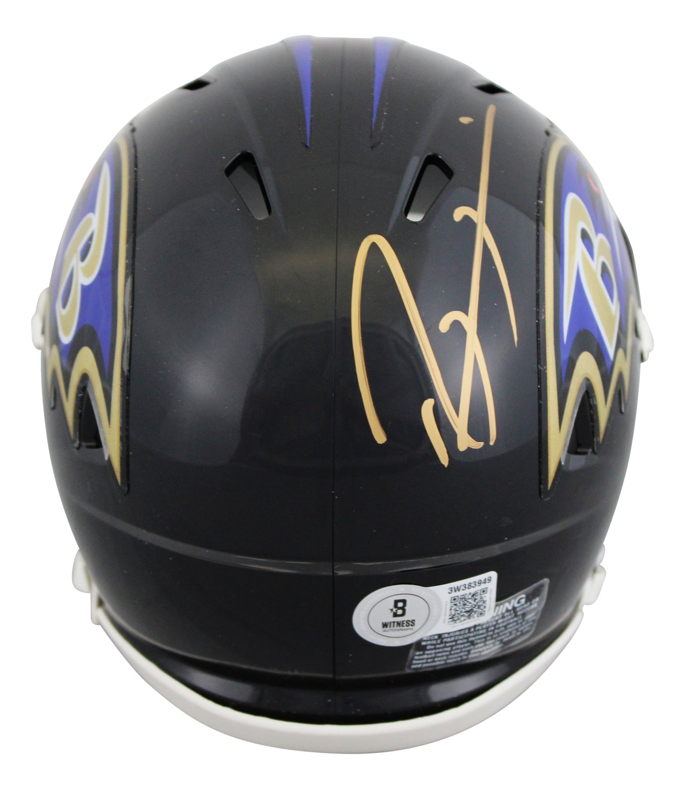 Ravens Ray Lewis Authentic Signed Speed Mini Helmet w/ Gold Sig BAS Witnessed
