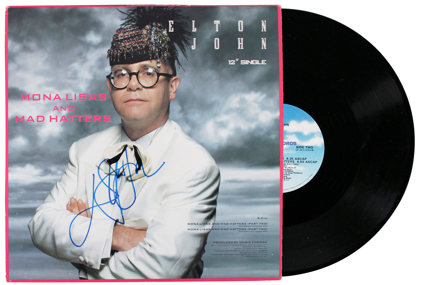 Elton John Signed Mona Lisas And Mad Hatters Album Cover W/ Vinyl BAS #AE09858