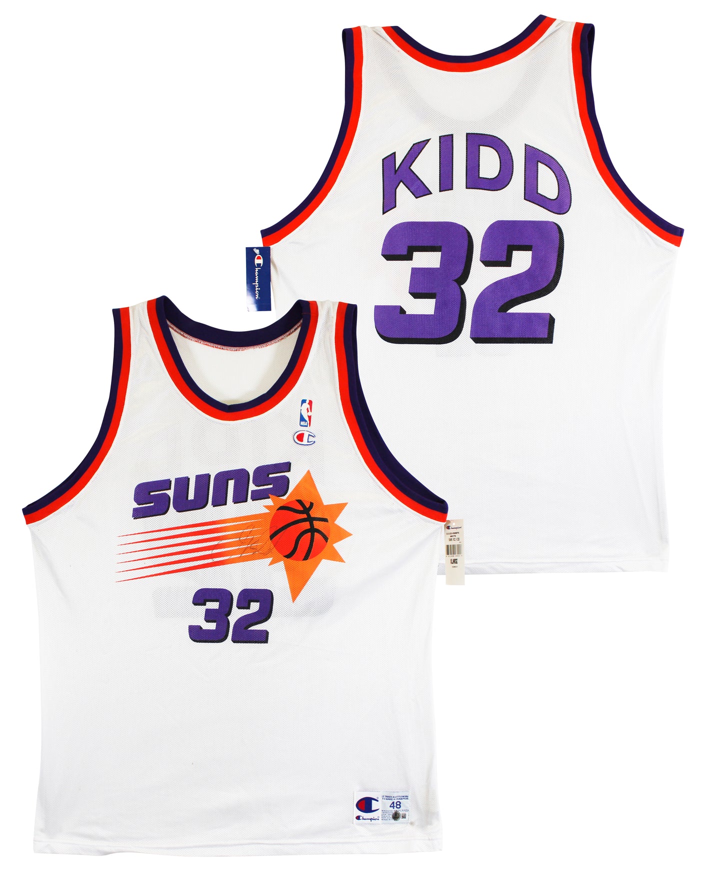 Suns Jason Kidd Authentic Signed White Champion Jersey Autographed BAS #BU55009