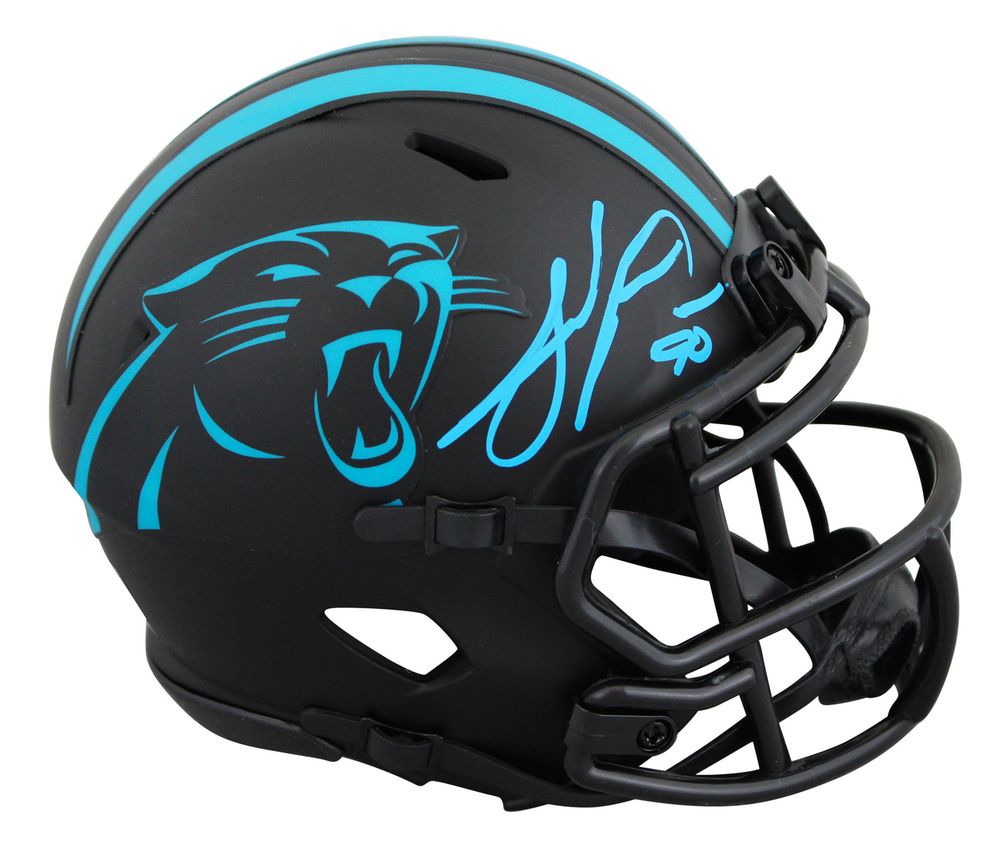 Panthers Julius Peppers Signed Eclipse Speed Mini Helmet w/ Case BAS Witnessed