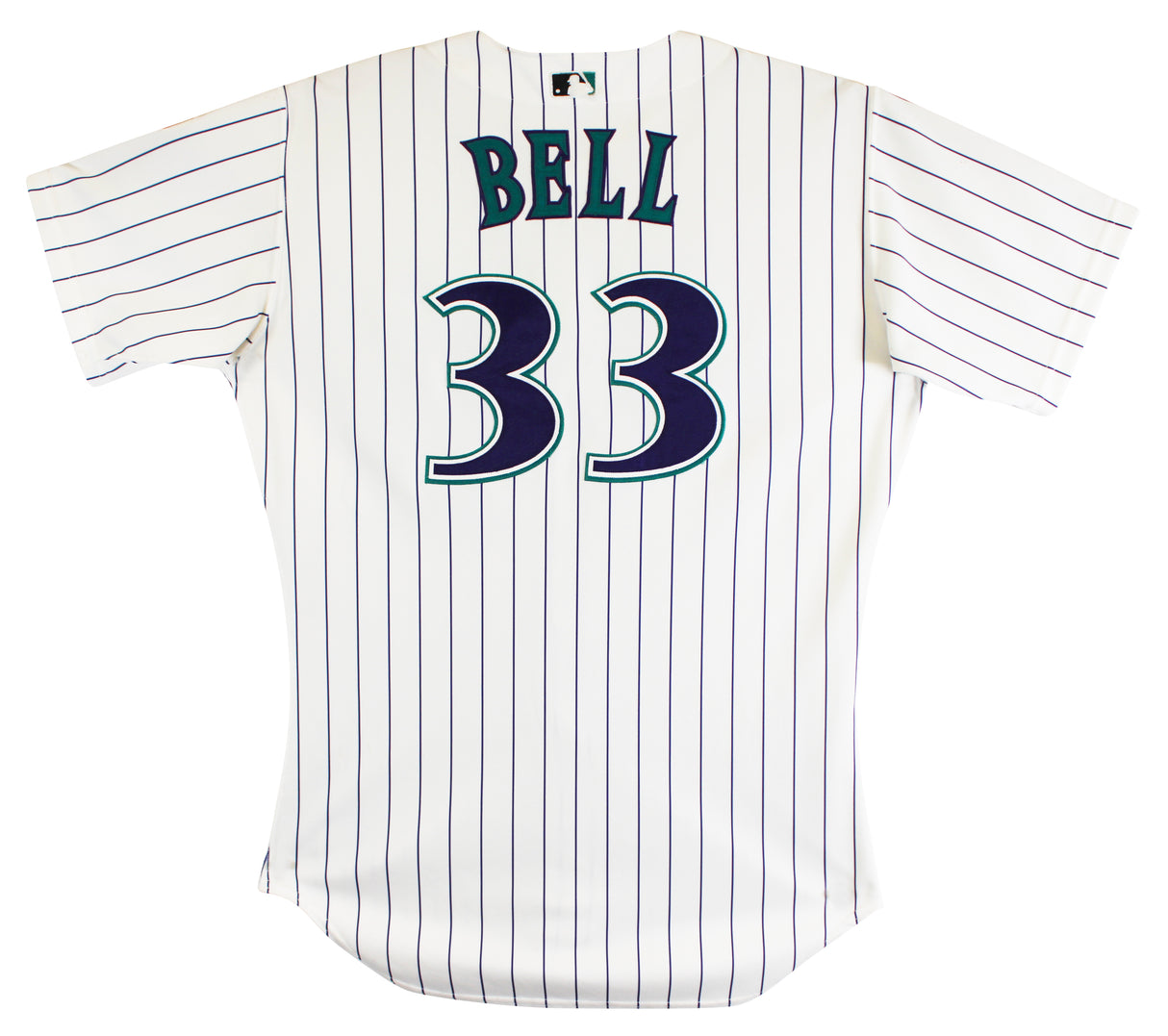 D-Backs Jay Bell Signed Game Used White Pinstripe Rawlings Jersey BAS #BU55007