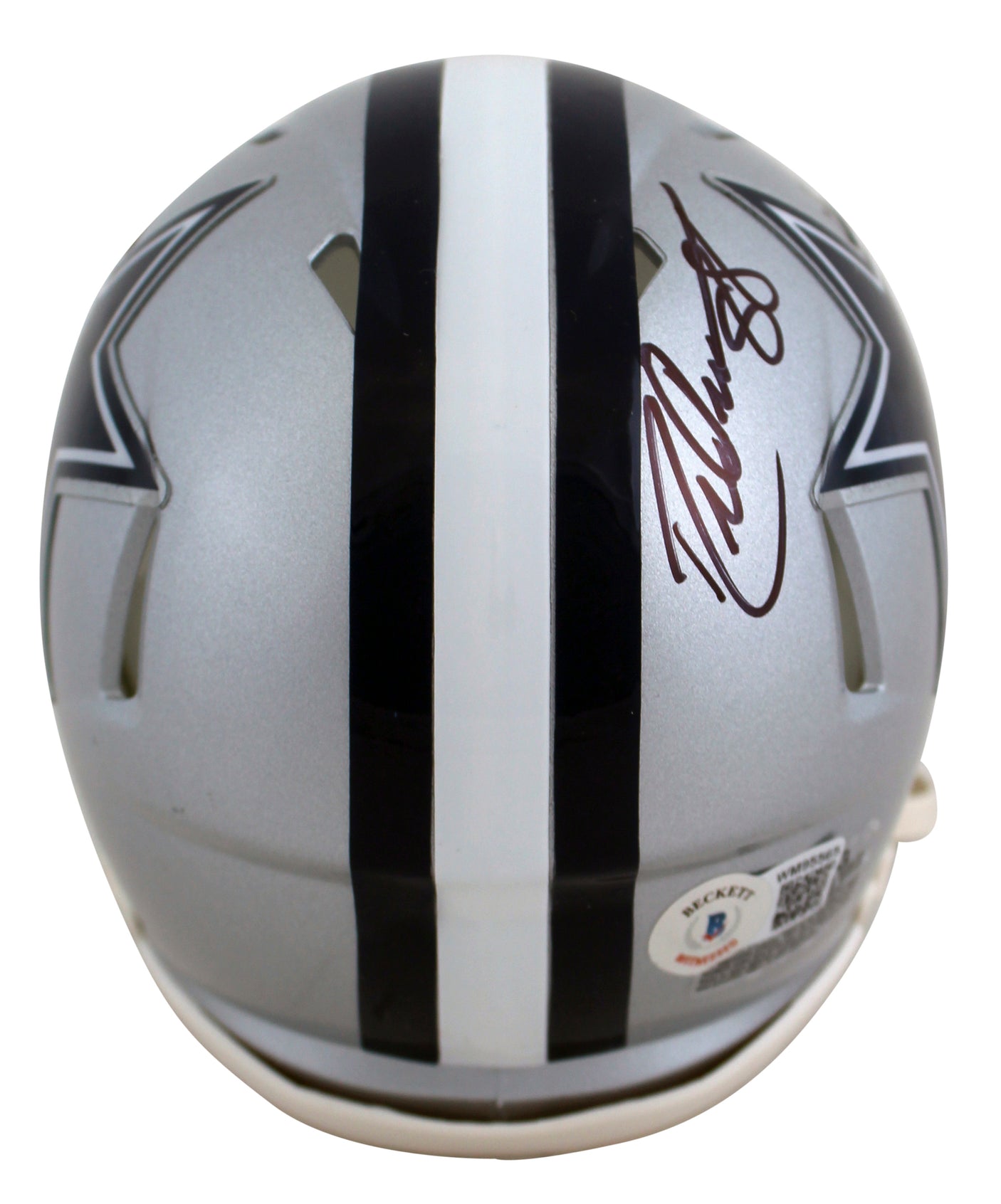 Cowboys Drew Pearson "HOF 21" Signed Silver Speed Mini Helmet W/ Case BAS Wit