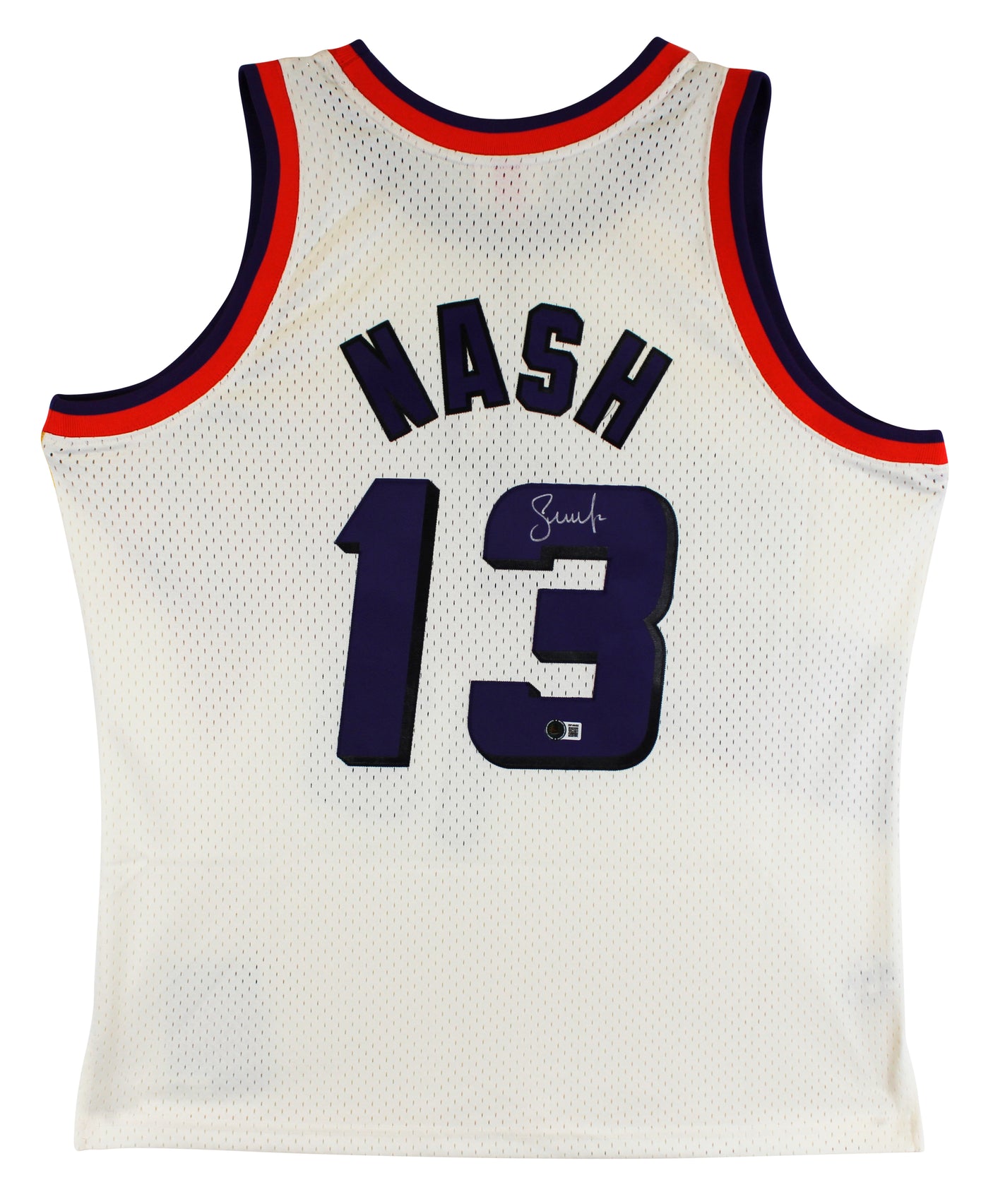 Suns Steve Nash Signed Cream M&N 1996-97 HWC Swingman Jersey BAS Witnessed