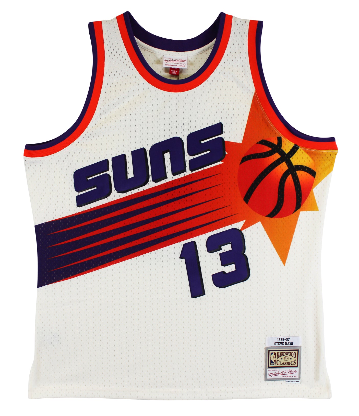 Suns Steve Nash Signed Cream M&N 1996-97 HWC Swingman Jersey BAS Witnessed