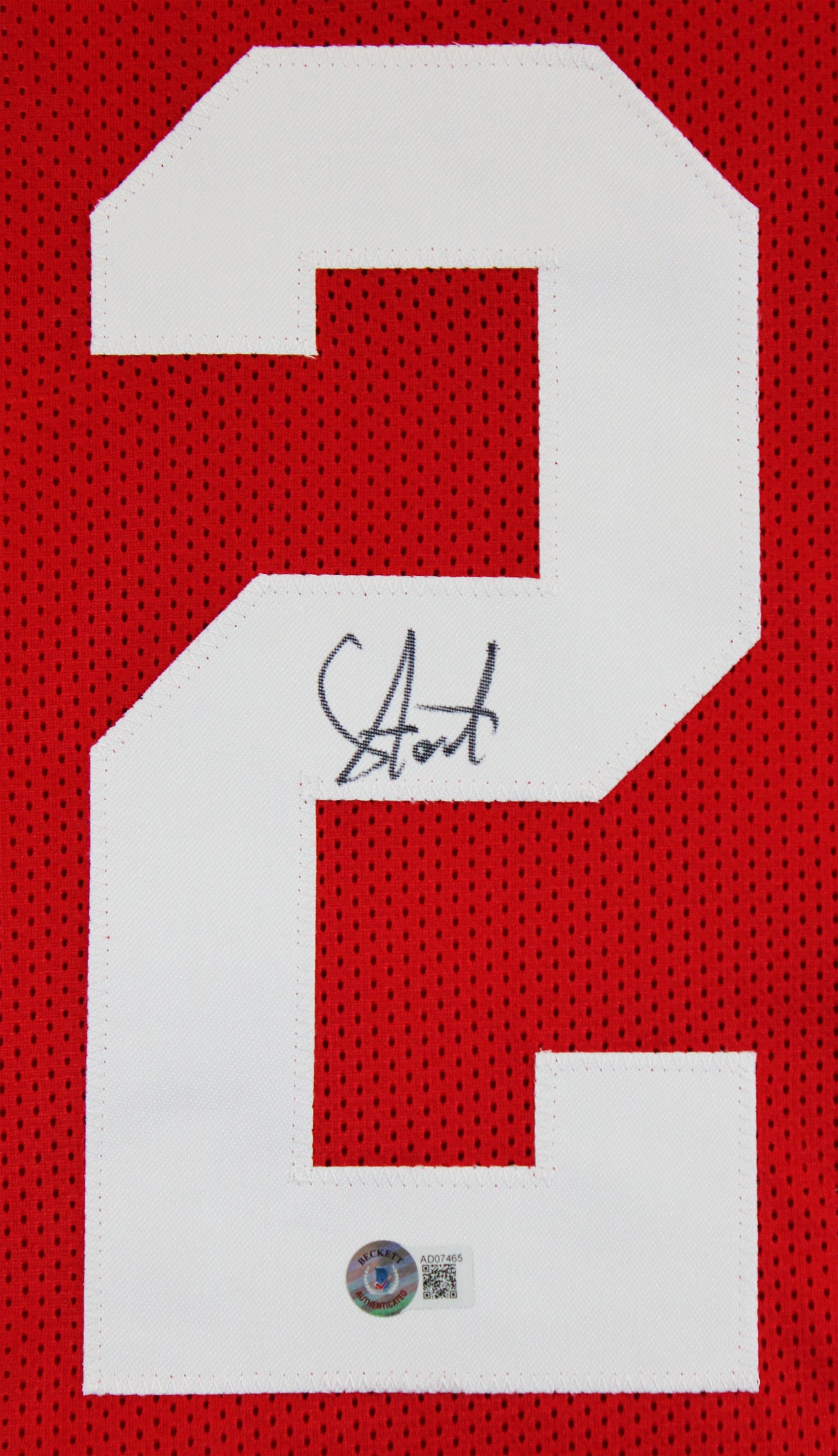 Upton Stout Authentic Signed Red Pro Style Jersey Autographed BAS