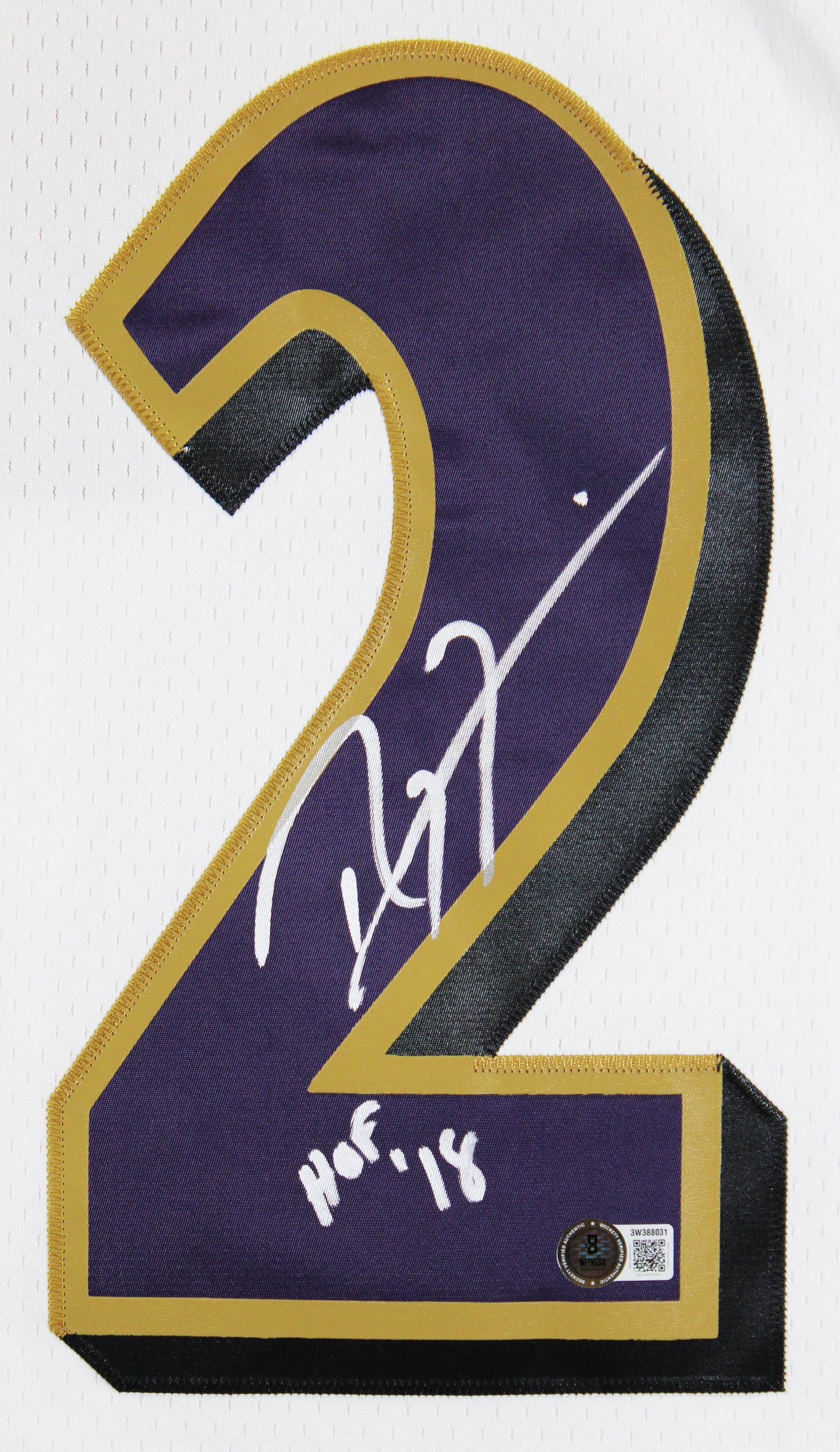 Ravens Ray Lewis Authentic Signed White Mitchell & Ness Jersey BAS Witnessed