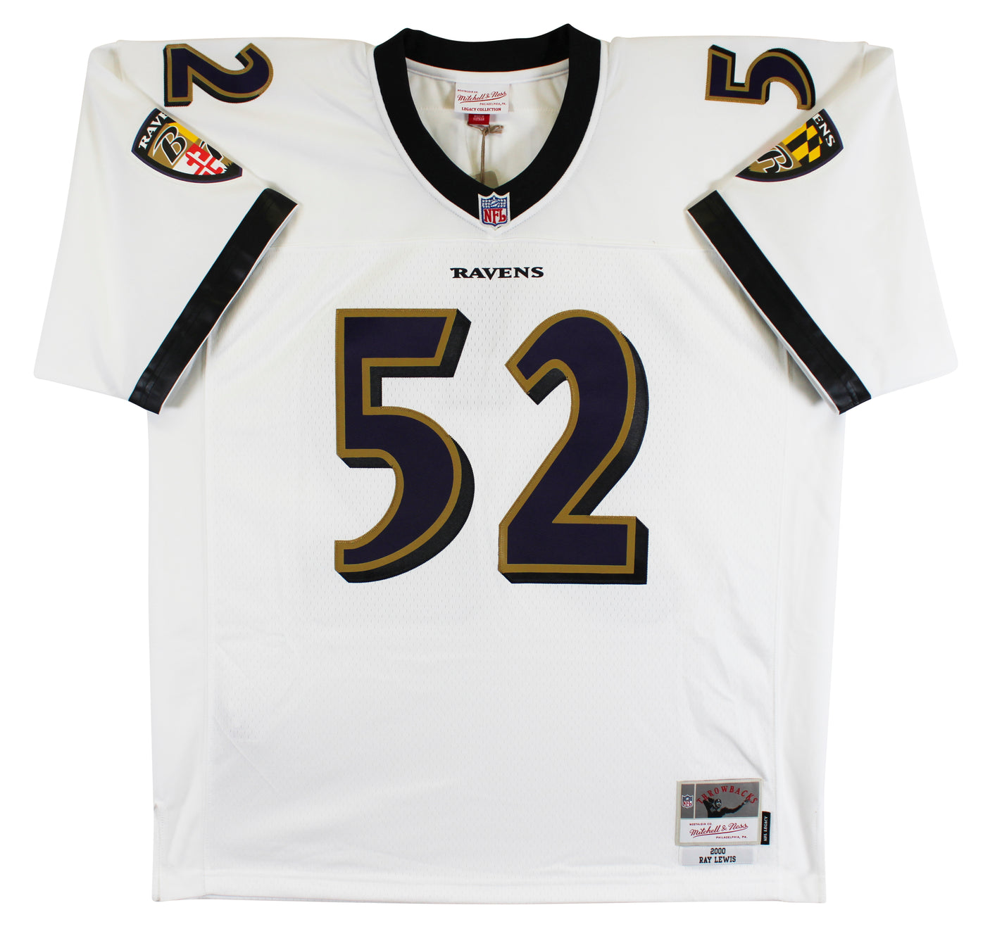 Ravens Ray Lewis Authentic Signed White Mitchell & Ness Jersey BAS Witnessed