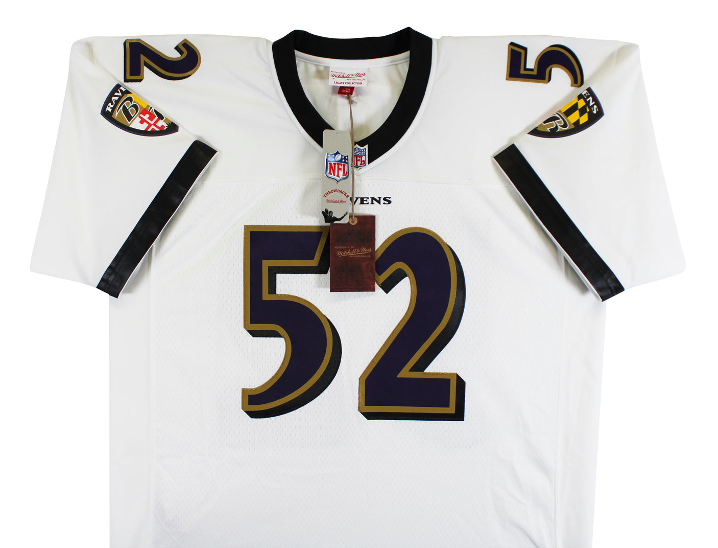 Ravens Ray Lewis Authentic Signed White Mitchell & Ness Jersey BAS Witnessed